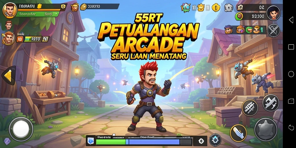 Tampilan gameplay seru yang menampilkan aksi arcade 55RT.