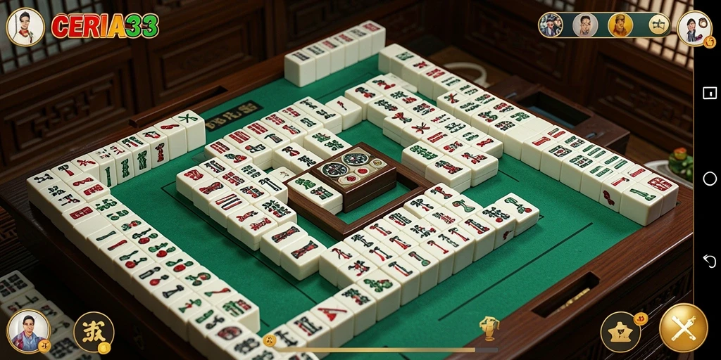 Tampilan screenshot gameplay CERIA33 yang menampilkan keseruan permainan Mahjong.