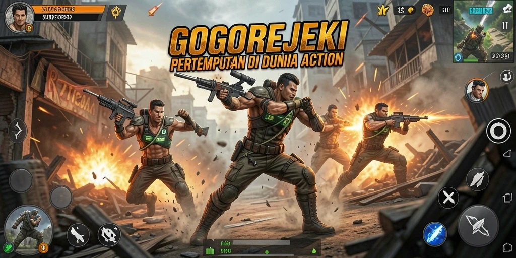 Screenshot GOGOREJEKI menampilkan aksi pertempuran yang mendebarkan dan karakter yang dinamis.