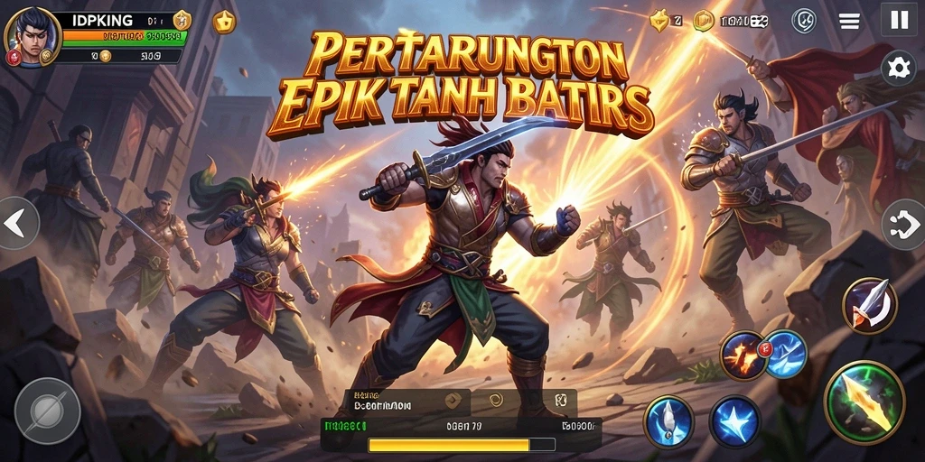 Tangkapan layar pertarungan seru di IDPKING dengan karakter yang sedang beraksi.
