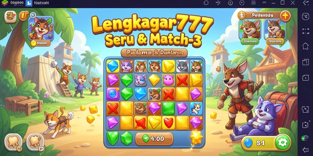 Tampilan screenshot LENGKAP777 menampilkan aksi mencocokkan permata yang seru.