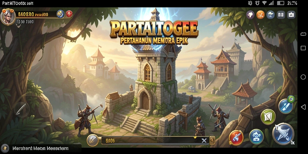 Screenshot menampilkan aksi strategis di game Tower Defense.