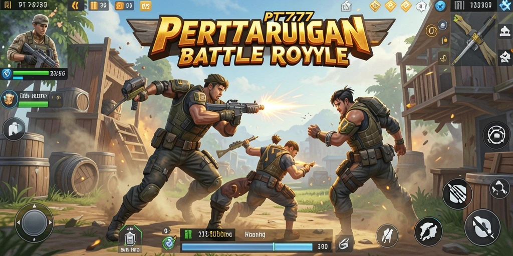 Tampilan gameplay PT777 yang mendebarkan dalam pertempuran Battle Royale.