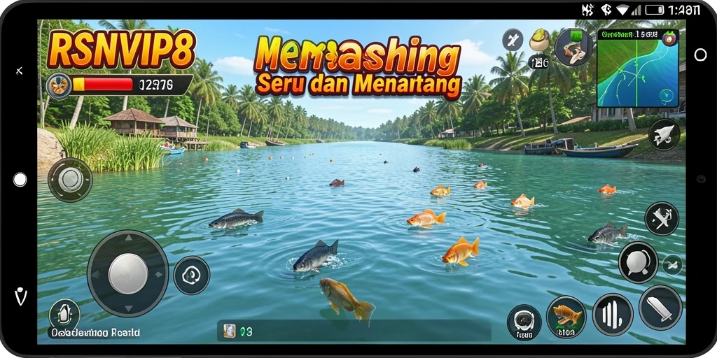 Tampilan menarik dari gameplay RSNVIP8 saat memancing ikan besar.