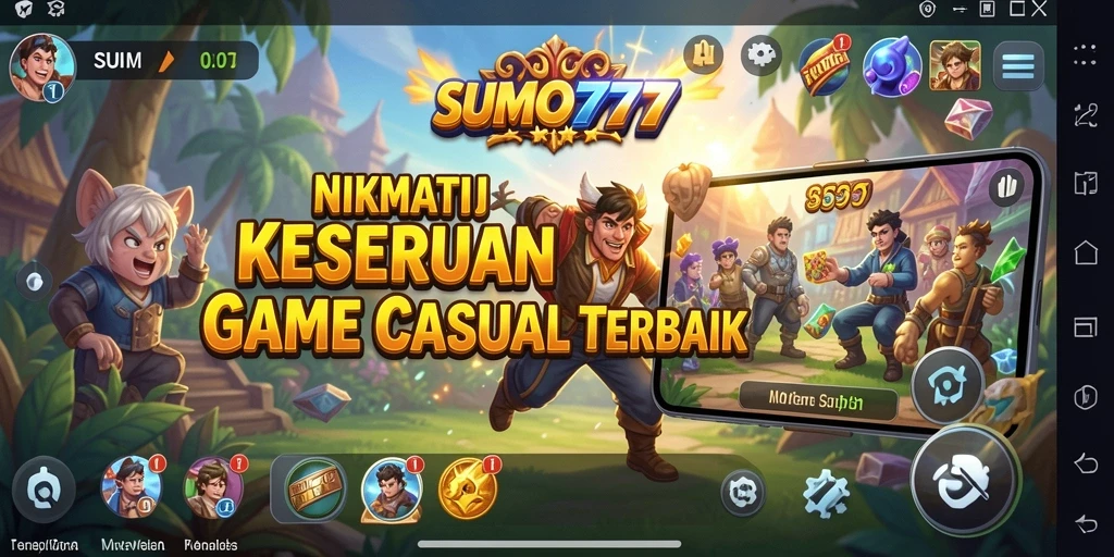 Screenshot menunjukkan gameplay SUMO777 yang seru dan penuh warna.