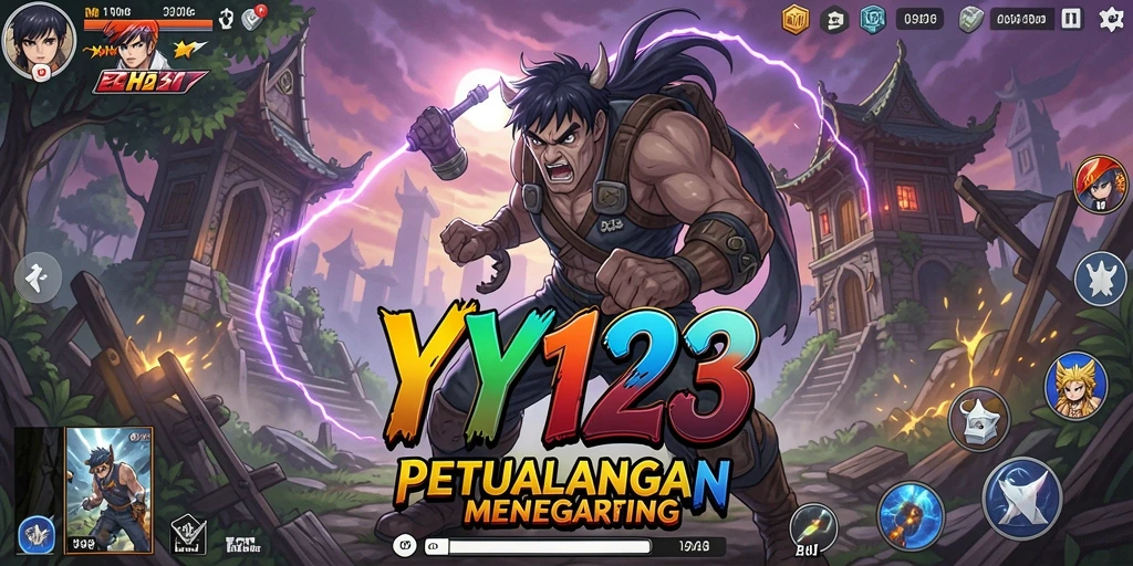 Tampilan gameplay seru dari YY123 dengan karakter anime yang menawan.